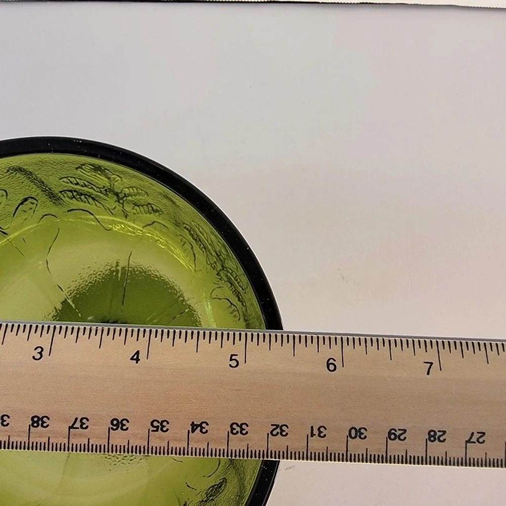 Vintage FTD Avocado Green Pedestal Compote Bowl Oak Leaf Candy Dish 1975 Retro